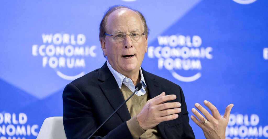 BlackRock CEO Larry Fink is seen here at the World Economic Forum in Davos, Switzerland, on Jan. 24.