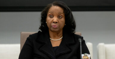 Lisa Cook sits at her chair the federal reserve.