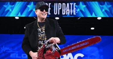 Then-Department of Government Efficiency chief Elon Musk used a chain saw as a metaphor for cutting wasteful federal spending.