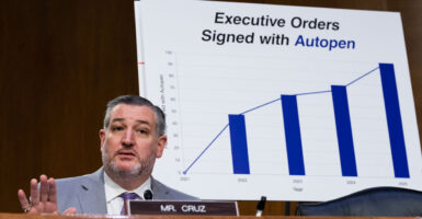 Sen. Ted Cruz, R-Texas, speaking at a Senate Judiciary Committee hearing on June 18, was sharply critical of former President Joe Biden's extensive use of autopens to sign documents. A bar chart behind Cruz purports to quantify that usage.