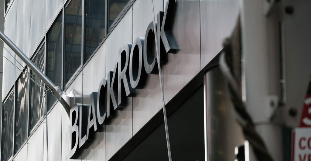 BlackRock sign on face of BlackRock headquarters.