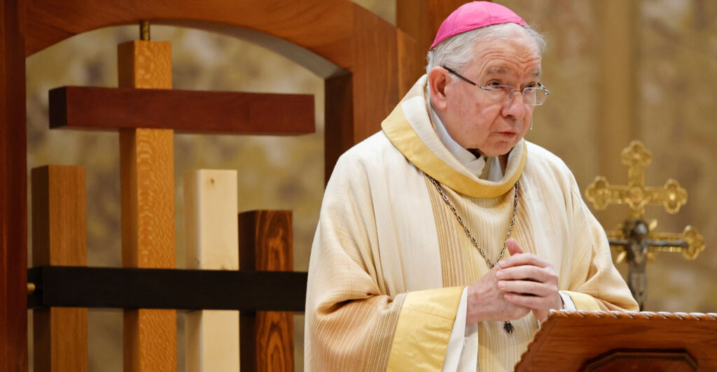 Catholic Archbishop José Gomez celebrates Mass on June 11 in Los Angeles.
