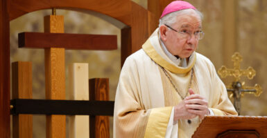 Catholic Archbishop José Gomez celebrates Mass on June 11 in Los Angeles.