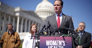 Rep. August Pfluger, R-Texas, is seen here at a Capitol news conference on March 21, 2024.