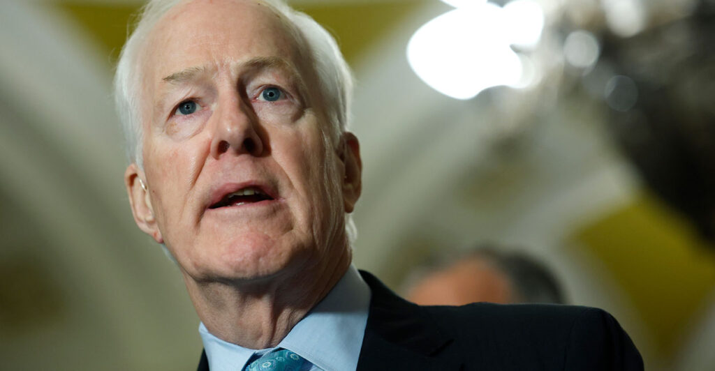 Sen. John Cornyn, R-Texas, speaks at a news conference at the Capitol on Sept. 9.