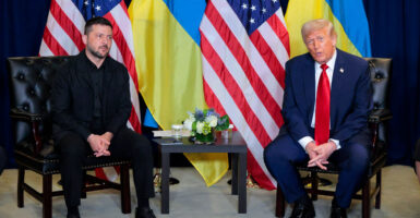 President Donald Trump speaks during a bilateral meeting with Ukrainian President Volodymyr Zelenskyy on the sidelines at the United Nations General Assembly in New York City on Tuesday.