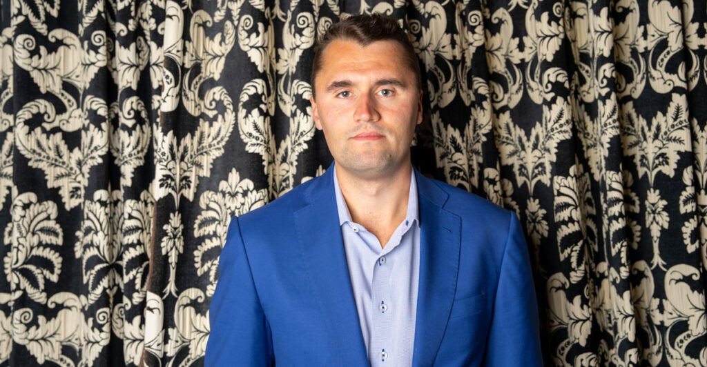 Turning Point USA founder Charlie Kirk is seen here in England on May 19.