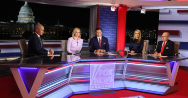 From left, political commentator Harold Ford Jr., Fox News anchors Martha MacCallum and Bret Baier, and political commentators Dana Perino and Larry Kudlow appear on the Fox News Channel on March 4.