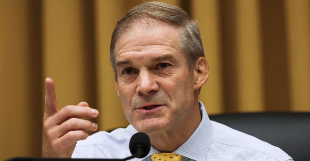 Chairman Jim Jordan gestures from the podium.