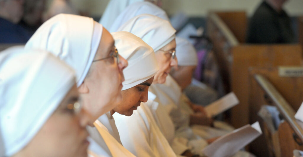 A group of Little Sisters of the Poor at a farewell mass in Latham, N.Y.