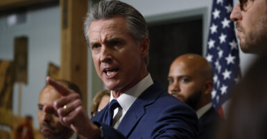 California Gov. Gavin Newsom speaks during a news conference to kick off the Yes on 50 campaign at the California Democratic Party Headquarters on August 21, 2025 in Sacramento, California.
