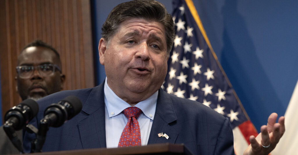 Illinois Governor JB Pritzker speaks to the press on September 02, 2025 in Chicago, Illinois. They called the press conference to address President Donald Trump's threat to bring the National Guard and an influx of ICE agents into the city to help control crime.