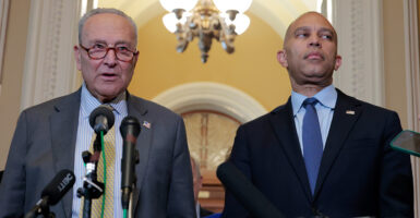 Senate Minority Leader Chuck Schumer (left) and House Minority Leader Hakeem Jeffries, both D-N.Y.
