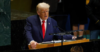 President Donald Trump chastises the U.N. General Assembly on Tuesday.