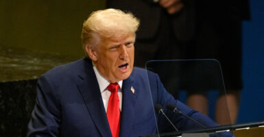 U.S. President Donald Trump speaks to the 80th session of the UN’s General Assembly (UNGA) at UN Headquarters on September 23, 2025 in New York City.