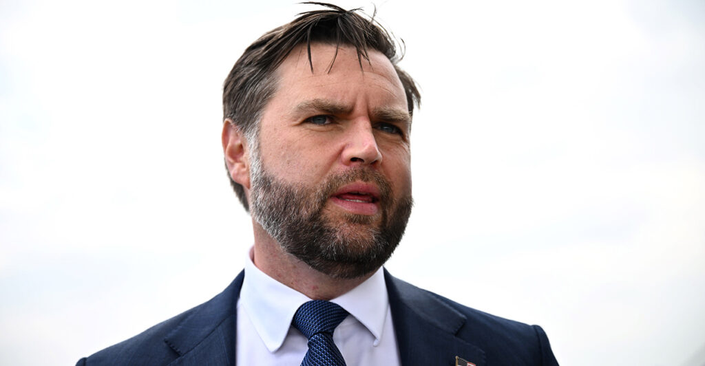 Close-up of JD Vance against a white background.