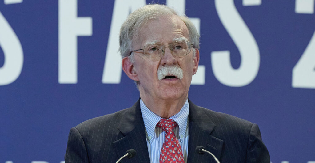 Onetime Trump National Security Adviser John Bolton speaks on Sept. 23, 2024, in Madrid, Spain.
