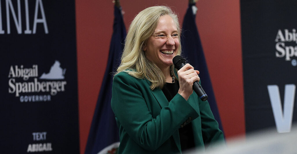 Virginia Democrat Abigail Spanberger smiles. The environmental groups Virginia League of Conservation Voters and Clean Virginia spent millions supporting her campaign.