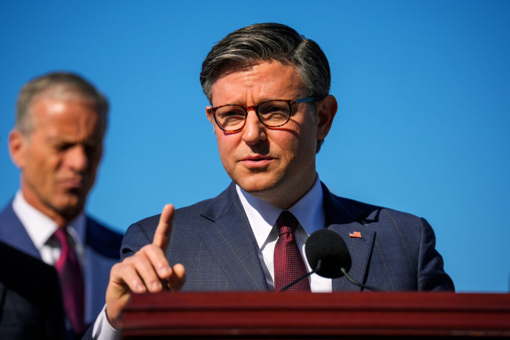 Speaker of the House Mike Johnson, R-La., spoke during a news conference.