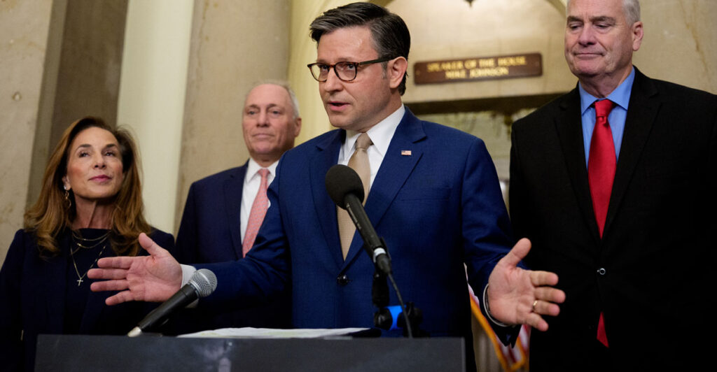 Mike Johnson speaks about the shutdown, joined by fellow House Republican leaders.