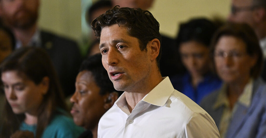 Minneapolis Mayor Jacob Frey in a white shirt. Frey, along with Omar Fateh, has proceeded to the second round of ranked-choice voting