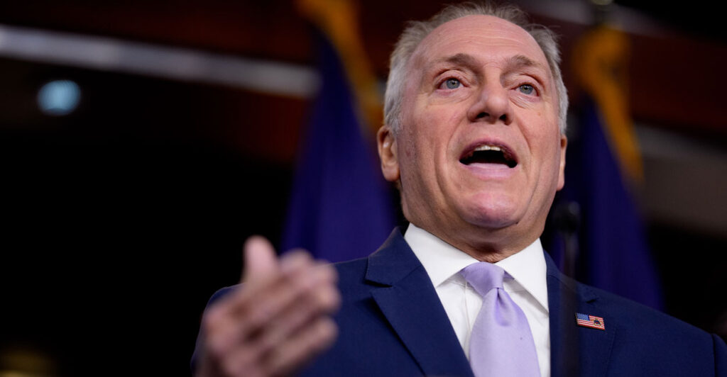 House Majority Leader Steve Scalise speaks at a House Republican Leadership press conference.