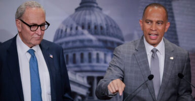 Senate Minority Leader Chuck Schumer (left) and House Minority Leader Hakeem Jeffries, both D-N.Y.