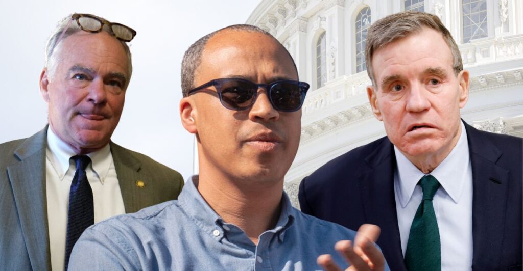 Sen. Tim Kaine, Jay Jones, and Sen. Mark Warner