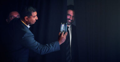 New York mayoral candidate Zohran Mamdani arrives at a nighttime election rally in the Queens borough of New York City on Oct. 26.