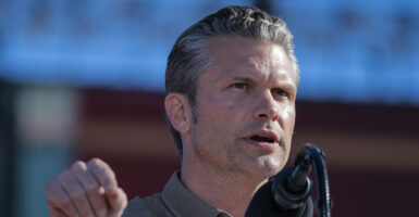 U.S. Secretary of War Pete Hegseth speaks at the United States Marine Corps 250th birthday celebration at Marine Corps Base Camp Pendleton on October 18, 2025 in Oceanside, California.