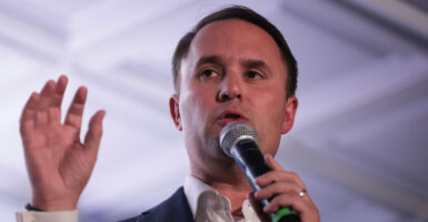 Virginia Attorney General Jason Miyares speaks during a campaign event