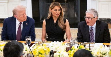 President Donald Trump and first lady Melania Trump host tech leaders, including Microsoft founder Bill Gates (right) in the State Dining Room of the White House on Sept. 4.