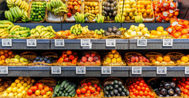 Fresh fruits and vegetables on a market stall for sale at the supermarket (Getty Images)