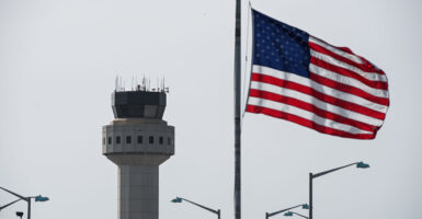 The FAA control tower at Long Island MacArthur Airport.