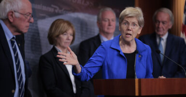 Sen. Elizabeth Warren speaks during a news conference with Senate Health, Education, Labor and Pensions Committee ranking member Bernie Sanders, Sen. Tina Smith, Sen. Chris Van Hollen and Sen. Edward Markey on the 29th day of the federal government shutdown at the U.S. Capitol on October 29, 2025 in Washington, DC.