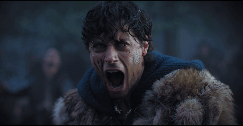 Tom Sharp as Merlin yells in "The Pendragon Cycle: Rise of the Merlin"