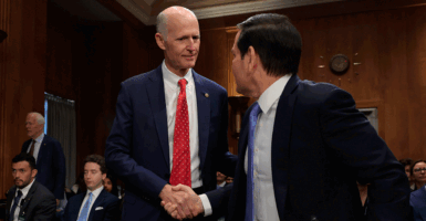 Sen. Rick Scott R-Fla. and U.S. Secretary of State Marco Rubio at a Senate Foreign Relations Committee hearing May 20, 2025