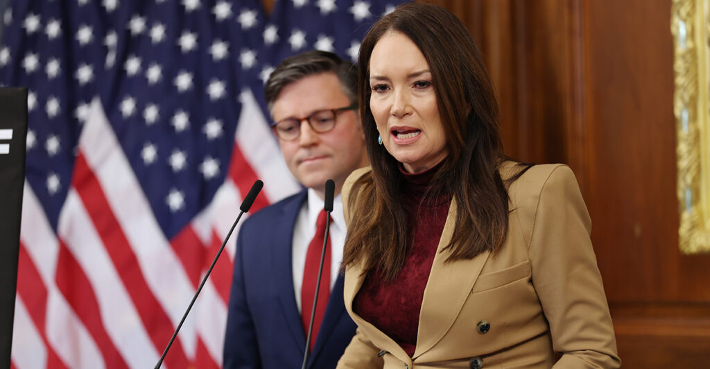 Speaker of the House Mike Johnson, R-La., and Agriculture Secretary Brooke Rollins