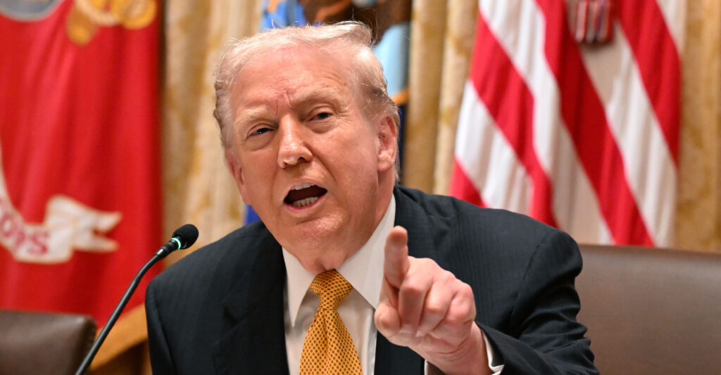 U.S. President Donald Trump speaks during a bilateral lunch with Prime Minister of Hungary Viktor Orban in the Cabinet Room of the White House on November 7, 2025 in Washington, DC.