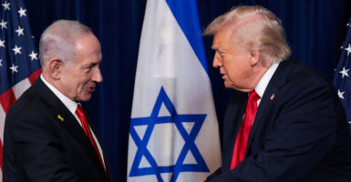 President Donald Trump and Israeli Prime Minister Benjamin Netanyahu during a press conference
