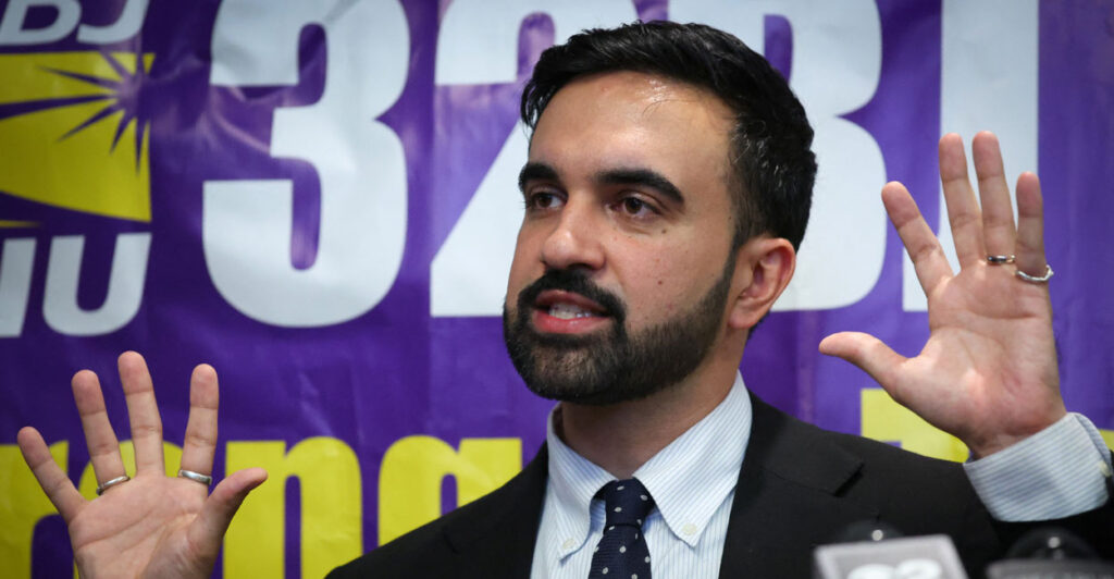 New York City Democratic mayoral candidate Zohran Mamdani speaks at the 32BJ SEIU union headquarters following the July 28 mass shooting at a midtown Manhattan office tower in New York City, U.S., July 30, 2025. REUTERS/Mike Segar