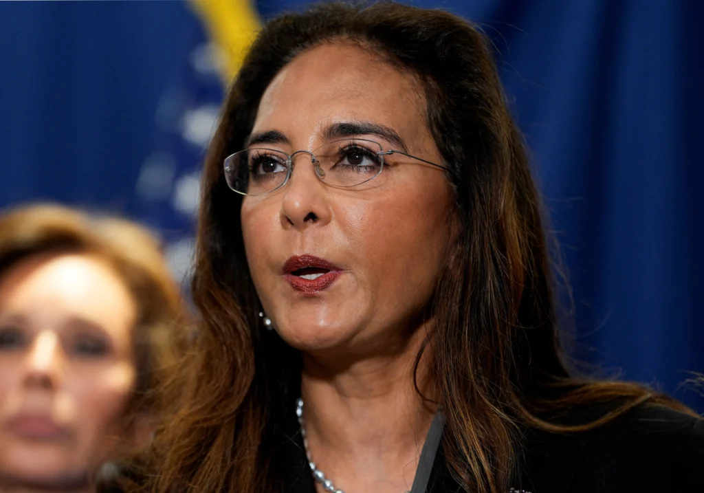 Assistant Attorney General for Civil Rights Harmeet Dhillon speaks about Elias Rodriguez, suspected of fatally shooting two Israeli embassy staff members outside the Capital Jewish Museum, at the Justice Department in Washington, D.C., U.S., Aug. 7. (REUTERS/Kent Nishimura)