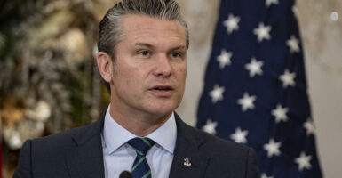 Close-up of Pete Hegseth.