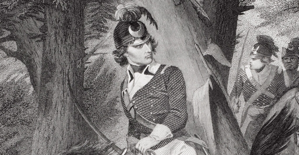 Francis Marion on horseback.