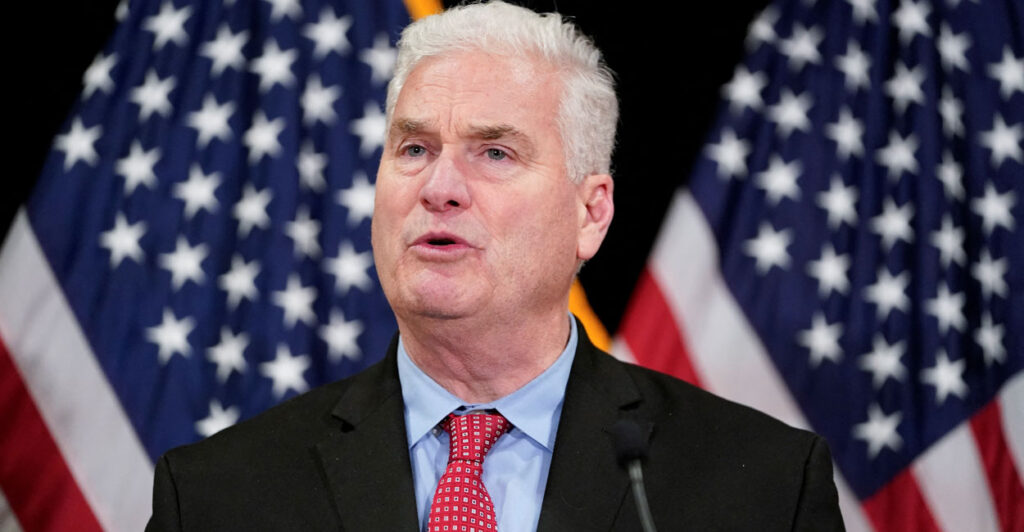 House Majority Whip Tom Emmer speaks at a capitol press conference.