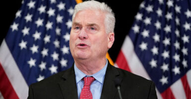 House Majority Whip Tom Emmer speaks at a capitol press conference.