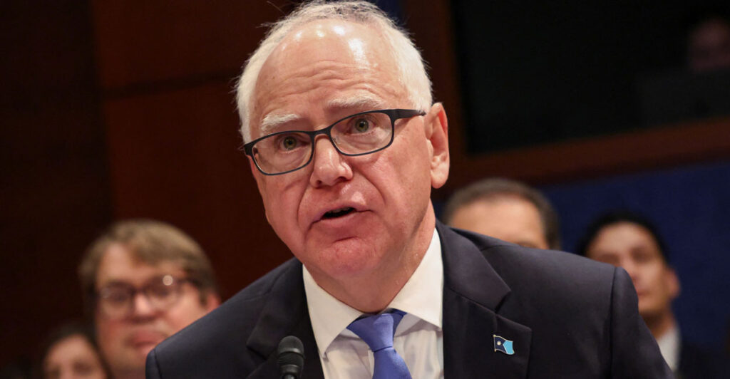 Minnesota Gov. Tim Walz testifies before the House Oversight Committee in the United States capitol.