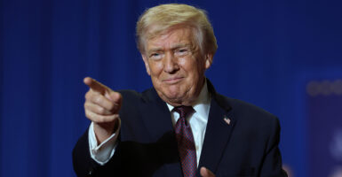 President Trump pointing.