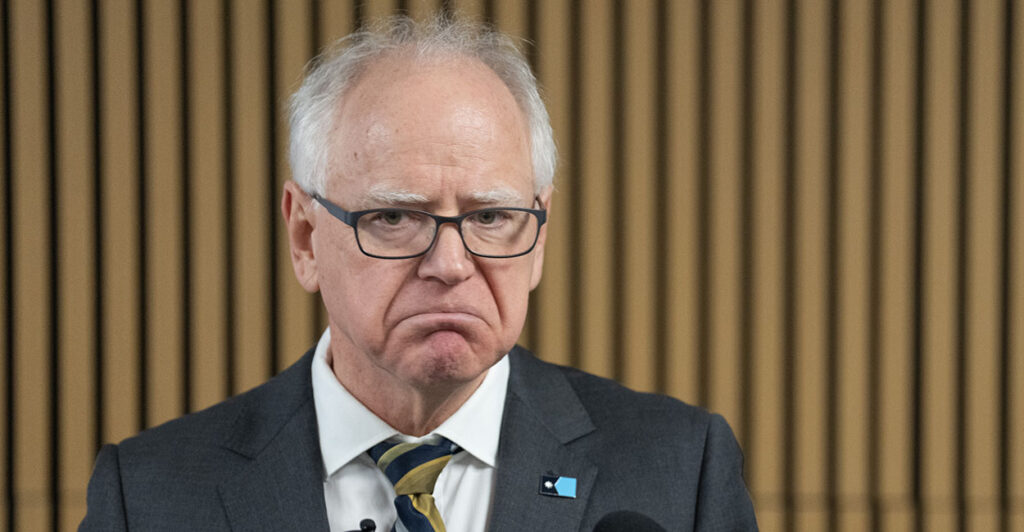 MINNEAPOLIS, MN. - JANUARY 2026: Minnesota Governor Tim Walz speaks during a press conference focused on Minnesota’s new paid family leave policy, Tuesday, January 6, 2026 at the Coliseum Building in Minneapolis, Minn. Walz took questions from the media at the event, a day after he announced that he is withdrawing from the 2026 Minnesota gubernatorial race. (Photo by Alex Kormann/The Minnesota Star Tribune via Getty Images)