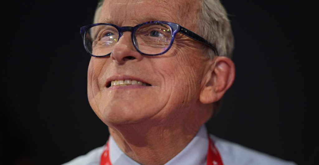 Gov. Mike DeWine smiles during the RNC.